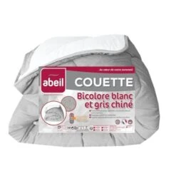 ABEIL Couette Tempérée BICOLORE 240x260cm - Blanc & Gris Chiné