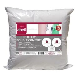 ABEIL Lot De 2 Oreillers DOUBLE CONFORT 100% Coton 60x60cm