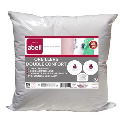 ABEIL Lot De 2 Oreillers DOUBLE CONFORT 100% Coton 60x60cm 8 ABEIL Lot De 2 Oreillers DOUBLE CONFORT 100% Coton 60x60cm -TODAY || DODO || Vision Soldes Boutique abeil lot de 2 oreillers double confort 100 coton 60x60cm 3087880021551 513426