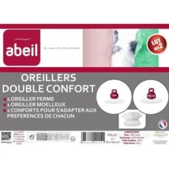 ABEIL Lot De 2 Oreillers DOUBLE CONFORT 100% Coton 60x60cm -TODAY || DODO || Vision Soldes Boutique abeil lot de 2 oreillers double confort 100 coton 60x60cm 3087880021551 513428