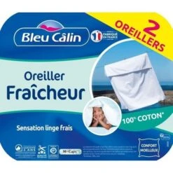 BLEU CALIN Lot De 2 Oreillers M-Caps Senteur Linge Frais - 100% Coton - 60 X 60 Cm -TODAY || DODO || Vision Soldes Boutique bleu calin lot de 2 oreillers m caps senteur linge frais 100 coton 60 x 60 cm 3153633458100 513618