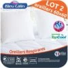 BLEU CALIN Lot De 2 Oreillers Respirant TOPCOOL 60x60cm Blanc