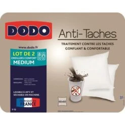 DODO Lot De 2 Oreillers ANTI TACHES 60x60cm -TODAY || DODO || Vision Soldes Boutique dodo lot de 2 oreillers anti taches 60x60cm 3307410009928 427380