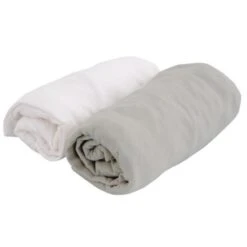 DOUX NID Lot 2 Draps-Housses Jersey Blanc Et Gris Perle 60 X 120 Cm