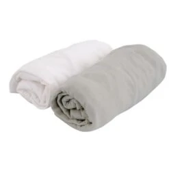 DOUX NID Lot 2 Draps-Housses Jersey Blanc Et Gris Perle 70 X 140 Cm