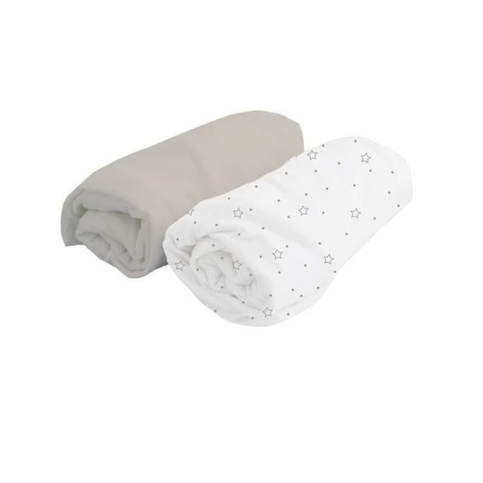 DOUX NID Lot De 2 Draps Housse Blanc Pois/Perle 70x140 Cm 1 DOUX NID Lot De 2 Draps Housse Blanc Pois/Perle 70x140 Cm