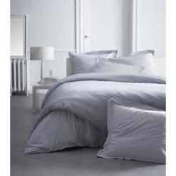 TODAY Drap Housse 160X200 2 Personnes Percale Uni Gris PREMIUM
