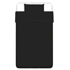 Ensemble De Housse De Couette Coton Anthracite 155x200/60x70 Cm