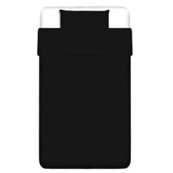 Ensemble De Housse De Couette Coton Noir 155x220/60x70 Cm