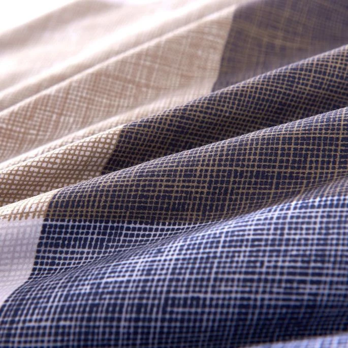 Jeu De Housse De Couette Carreaux Café 155x200/80x80 Cm 2 3 Jeu De Housse De Couette Carreaux Café 155x200/80x80 Cm 2 – Image 3