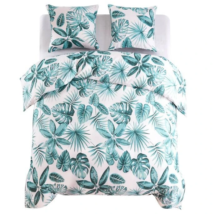 Jeu De Housse De Couette Feuilles Vert 200x200/60x70 Cm 1 Jeu De Housse De Couette Feuilles Vert 200x200/60x70 Cm