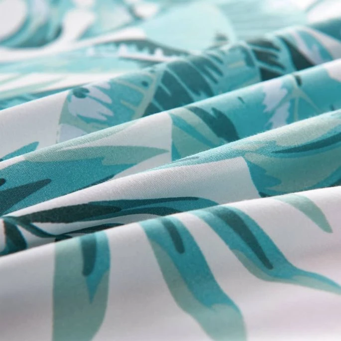 Jeu De Housse De Couette Feuilles Vert 200x200/60x70 Cm 2 Jeu De Housse De Couette Feuilles Vert 200x200/60x70 Cm – Image 2