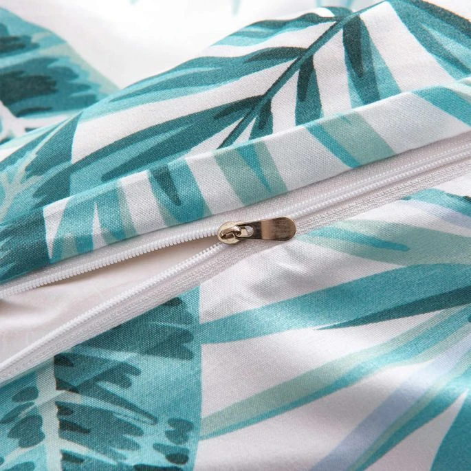 Jeu De Housse De Couette Feuilles Vert 200x200/60x70 Cm 3 Jeu De Housse De Couette Feuilles Vert 200x200/60x70 Cm – Image 3