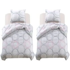 Jeu De Housse De Couette Motif De Cercles 140x200/60x70 Cm