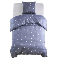 Jeu De Housse De Couette Triangles Gris 155x200/80x80 Cm