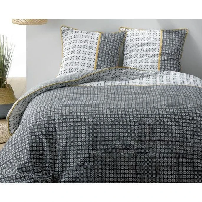 LES ATELIERS DU LINGE Parure De Couette KYATO - 100% Coton - 1 Housse De Couette Réversible 220x240cm + 2 Taies D'oreiller 63x63cm 1 LES ATELIERS DU LINGE Parure De Couette KYATO - 100% Coton - 1 Housse De Couette Réversible 220x240cm + 2 Taies D'oreiller 63x63cm