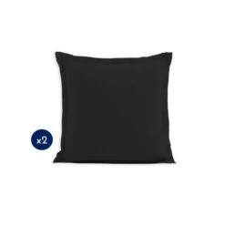 Lot De 2 Taies Carrées 100% Coton - Noir - 63x63 Cm