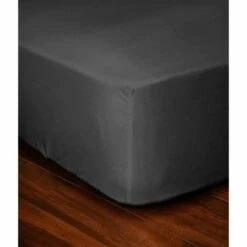 LOVELY HOME Drap Housse 100% Coton 90x190x30 Cm Gris Foncé