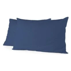 LOVELY HOME Lot De 2 Taies De Traversin - 85 X 185 Cm - 100% Coton - Bleu