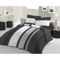 LOVELY HOME Parure De Couette Coton CONFUSSUS Noir 200x200cm