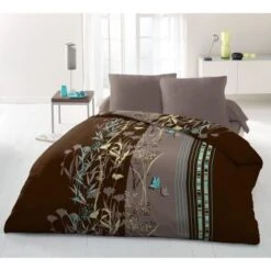 Parure De Couette Microfibre PHILOSOPHIE - 1 Housse De Couette 220x240 Cm + 2 Taies 63x63 Cm - Marron