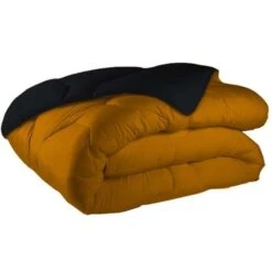 SOLEIL D'OCRE Couette Bicolore - 140 X 200 Cm - Moutarde Anthracite