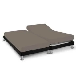 SOLEIL D'OCRE Drap Housse 2x70x190 Cm En Coton 57 Fils - Uni Taupe