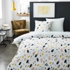 TODAY Parure De Couette 100 % Coton 240x260cm SUNSHINE #3.1 - Blanc Et Bleu