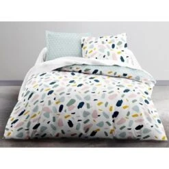 TODAY Parure De Couette 100 % Coton 240x260cm SUNSHINE #3.1 - Blanc Et Bleu -TODAY || DODO || Vision Soldes Boutique today parure de couette 100 coton 240x260cm sunshine 3 1 blanc et bleu 3574641045074 424486