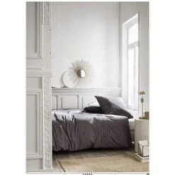 TODAY Parure De Couette Félicie - 100% Percale De Coton - 240 X 260 Cm - Gris Canon De Fusil