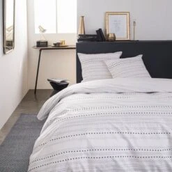 TODAY Parure De Lit SUNSHINE 5.44 - 2 Personnes - 240 X 260 Cm Coton - Imprimé Blanc Graphique
