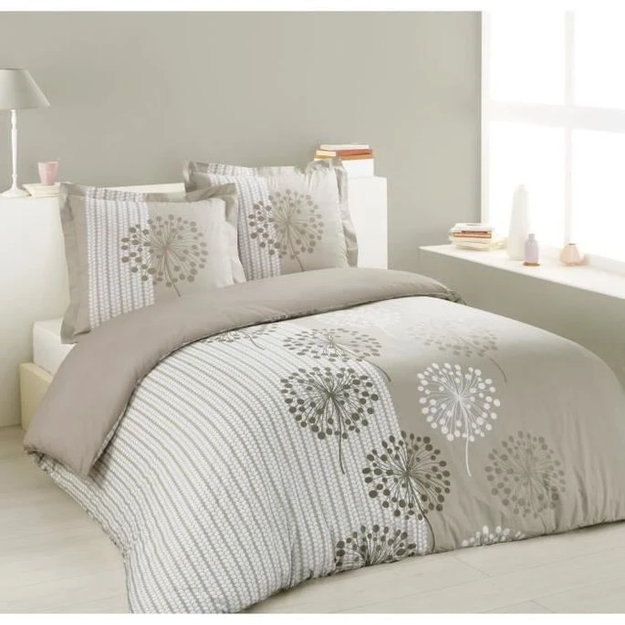 VISION Parure De Couette Anna 100% Coton - 1 Housse De Couette 240x260cm + 2 Taies 65x65 Cm - Beige 1 VISION Parure De Couette Anna 100% Coton - 1 Housse De Couette 240x260cm + 2 Taies 65x65 Cm - Beige