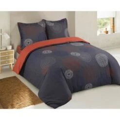 VISION Parure De Couette Fabrizio - 100% Coton - Housse 220 X 240 Cm + 2 Taies 65 X 65 Cm